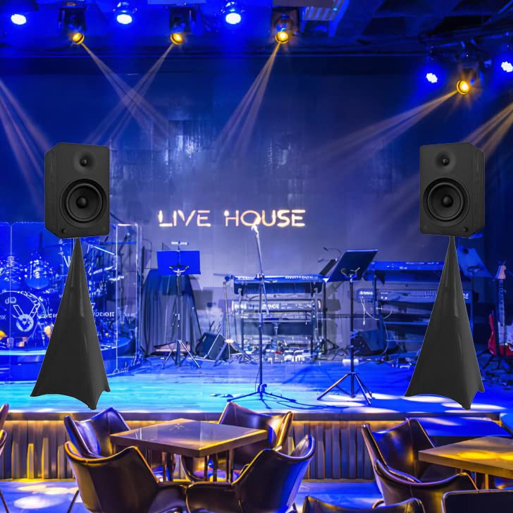 Speaker Stand Cover Tripod Stand Skirt Skrim Floor Speaker Tripod Support Stand Cover Skirt 3 Side DJ Speaker Cover with Travel Bag for Weddings Banquets Events Black (2Pack) 2Pack - Image 2