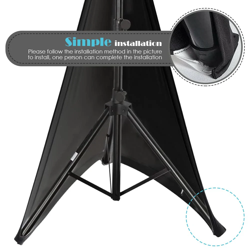 Speaker Stand Cover Tripod Stand Skirt Skrim Floor Speaker Tripod Support Stand Cover Skirt 3 Side DJ Speaker Cover with Travel Bag for Weddings Banquets Events Black (2Pack) 2Pack - Image 3