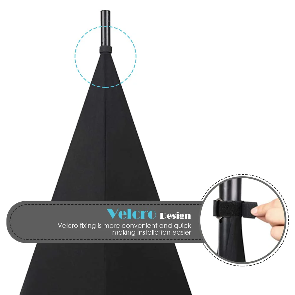 Speaker Stand Cover Tripod Stand Skirt Skrim Floor Speaker Tripod Support Stand Cover Skirt 3 Side DJ Speaker Cover with Travel Bag for Weddings Banquets Events Black (2Pack) 2Pack - Image 4