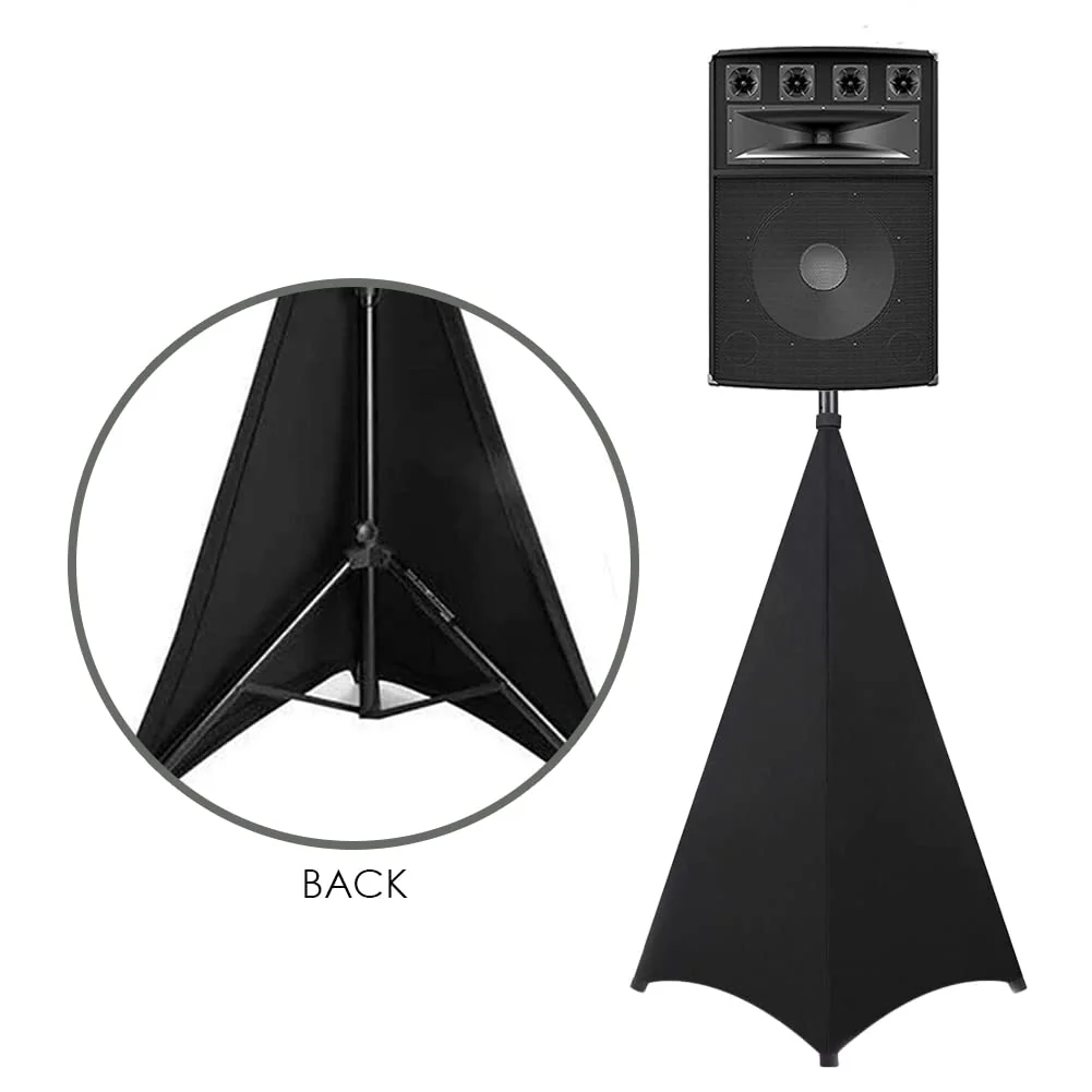 Speaker Stand Cover Tripod Stand Skirt Skrim Floor Speaker Tripod Support Stand Cover Skirt 3 Side DJ Speaker Cover with Travel Bag for Weddings Banquets Events Black (2Pack) 2Pack - Image 6