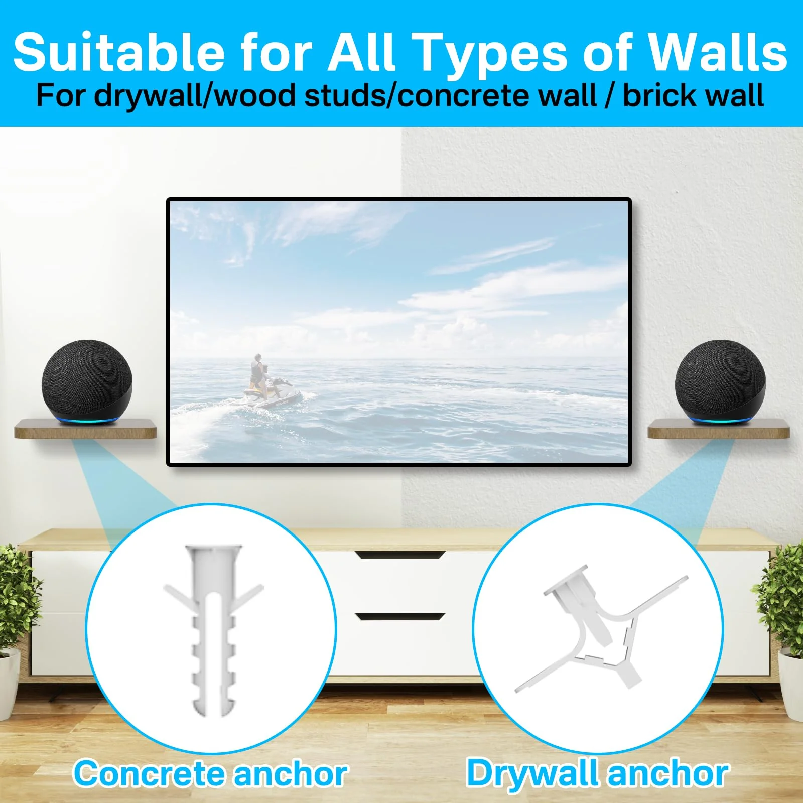 Speaker Wall Mount for Echo Dot, Echo Show 5, Echo Pop Wall Mount - Adjustable Speaker Shelf for Echo Pop, Echo Show 5 Mount, 3rd/4th/5th Gen Echo Dot Mount, Echo 4th Gen Floating Wall Shelves, 1 Pair - Image 4