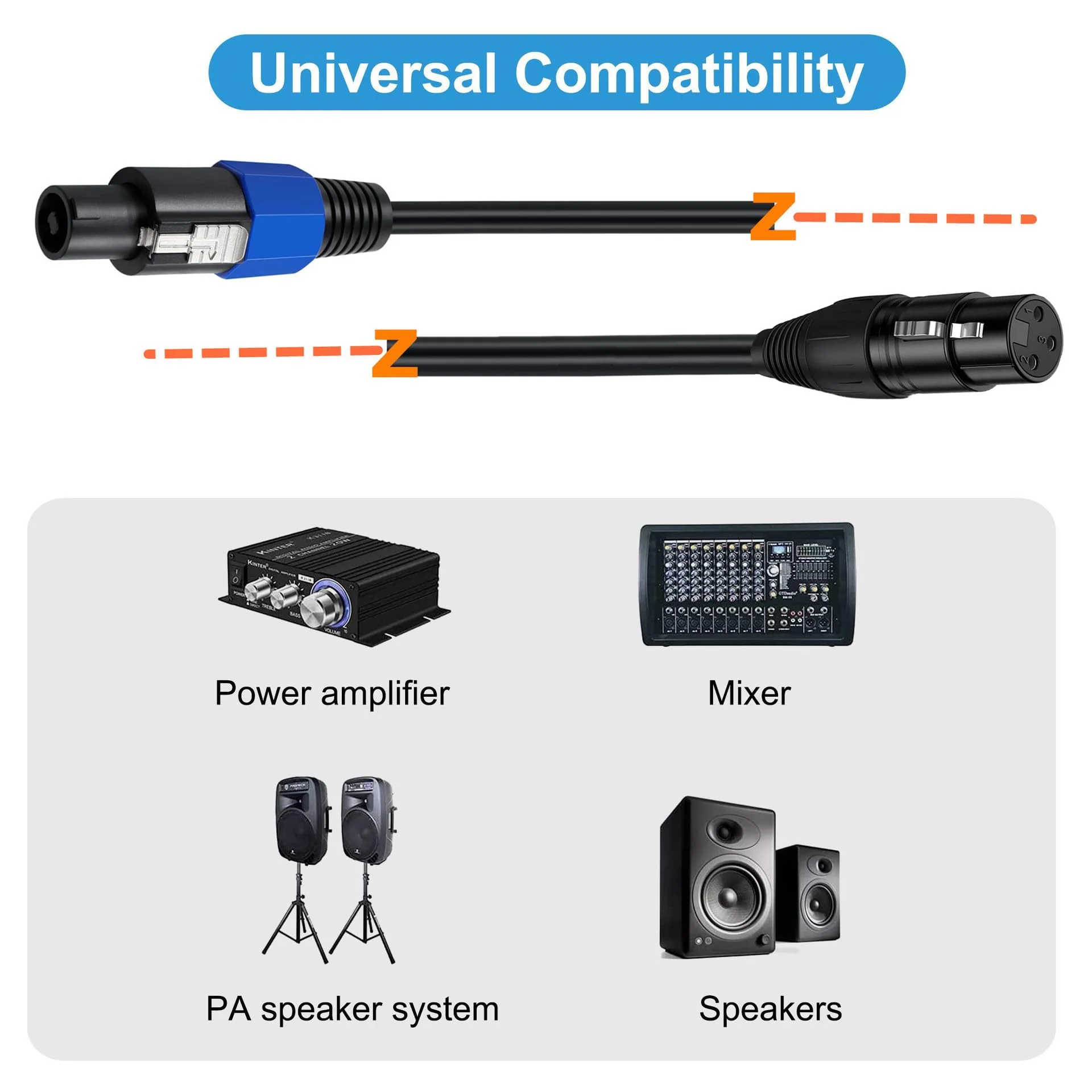 Speakon to XLR Speaker Cable, XLR to Speakon Adapter for DJ/PA Speaker Cord with Twist Lock (3M/10Feet) Speakon to XLR female 3M/10Feet - Image 3