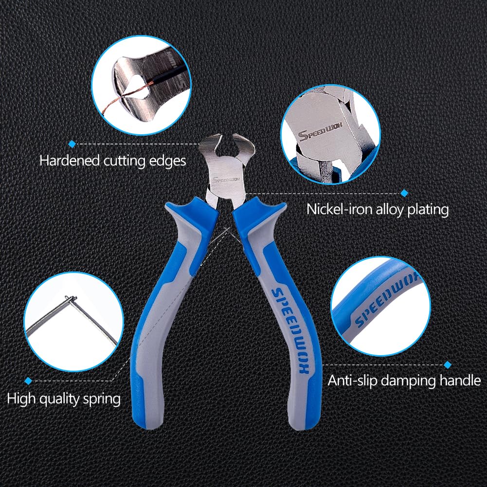 SPEEDWOX 4 Inches End Nippers Precision End Cutters Pliers Mini End Cutting Nippers Fine Pliers with Spring Micro Functional Small Wire Cutter Jewelry Making Shoes Repair Tool Pull Nails Brads 4" End Cutting Plier - Image 3