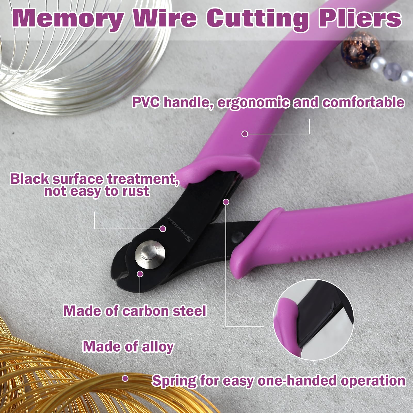 SPEEDWOX 5 Inch Memory Wire for Cutting Pliers 200 Buckles Storage for Jewelry Making Gold Silver Buckle Hobby Work Tool 5" Cutters with Memory Wire Set - Image 3