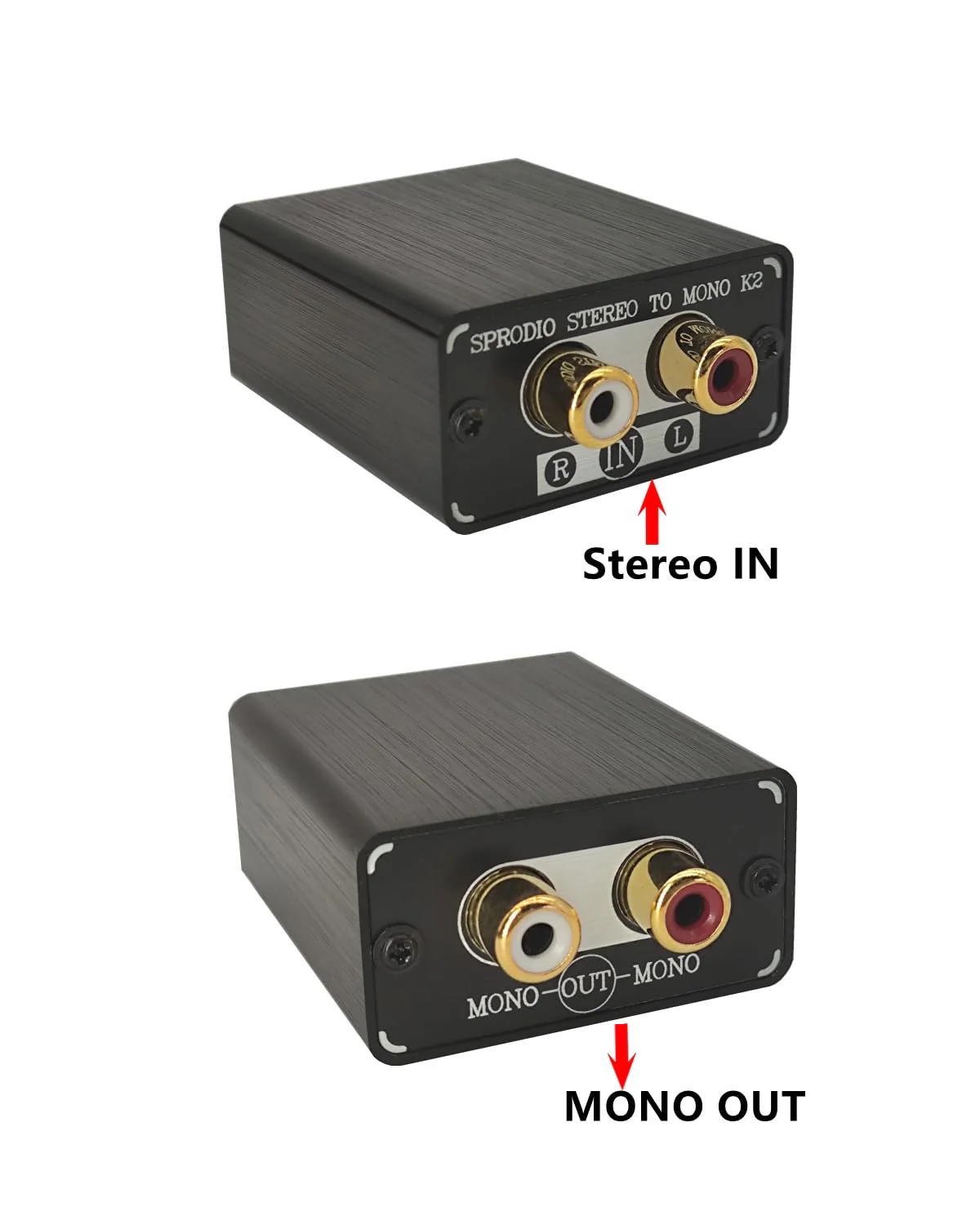 SPRODIO Single Stereo to Dual Mono Audio Converter Mono Out，RCA L/R Audio Adapter Stereo to Mono summing K2 - Image 2