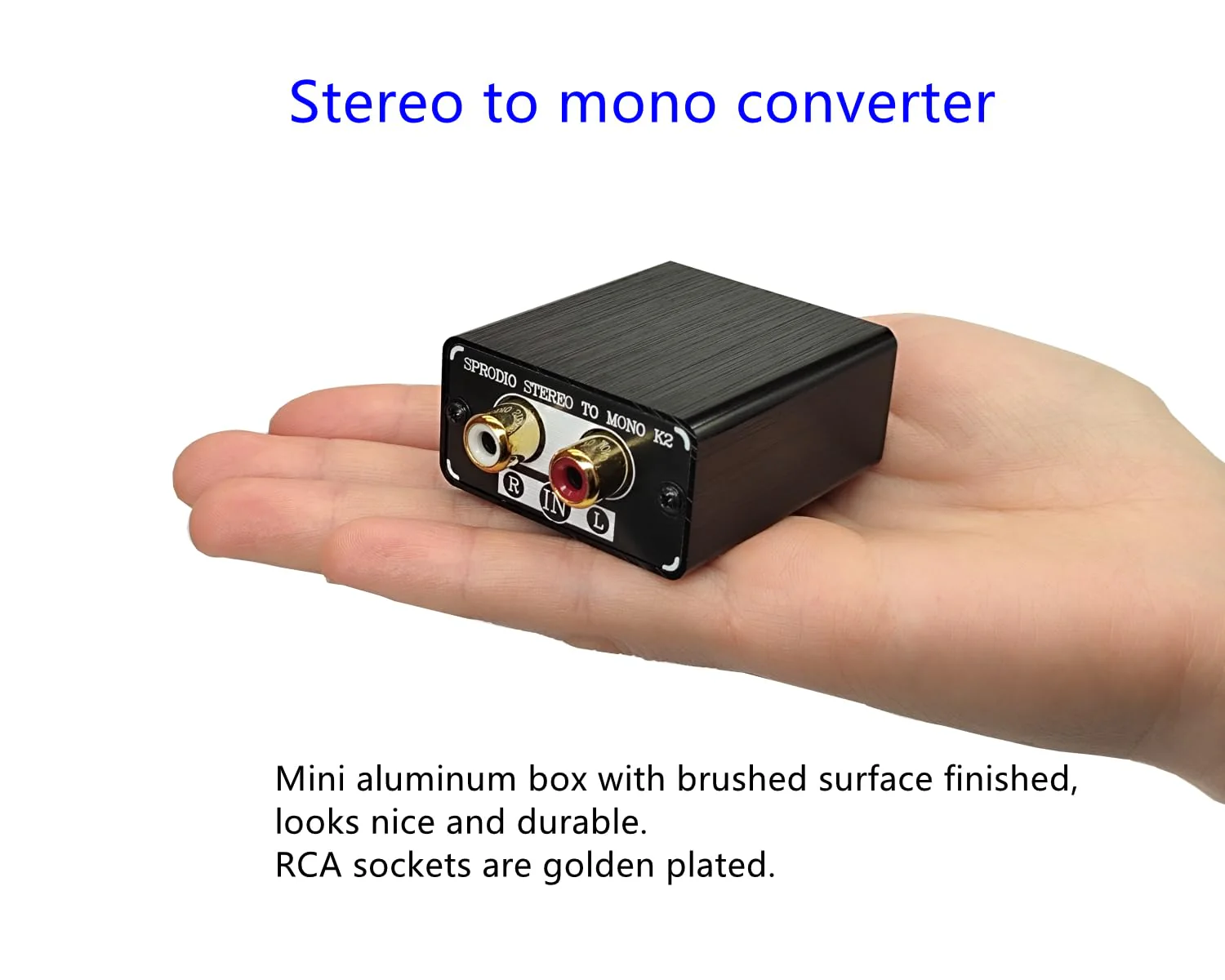 SPRODIO Single Stereo to Dual Mono Audio Converter Mono Out，RCA L/R Audio Adapter Stereo to Mono summing K2 - Image 3