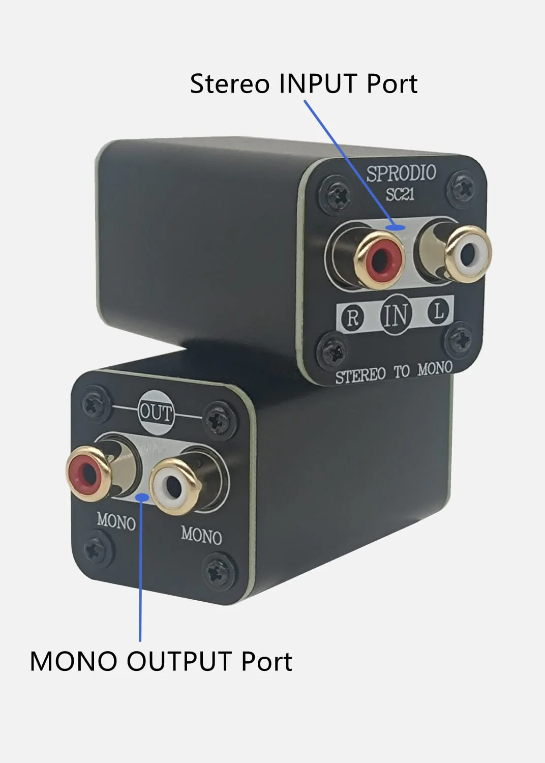 SPRODIO Single Stereo to Mono Converter, RCA L/R Audio Adapter Stereo to Mono summing Cable Adapter SC21 - Image 3