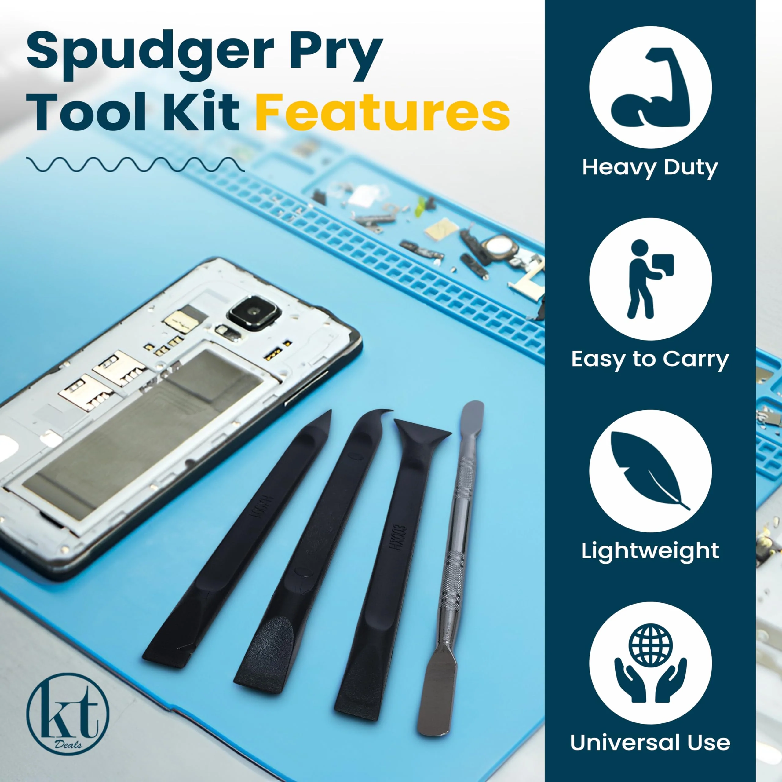 Spudger Pry Tool Kit Electronics Repair Opening Tools, Plastic & Metal Spudger Tool Kit, Prying Open Tool for Laptop, Cell Phone, Tablet, Computer Smartphones and other Electronic Devices - Image 2