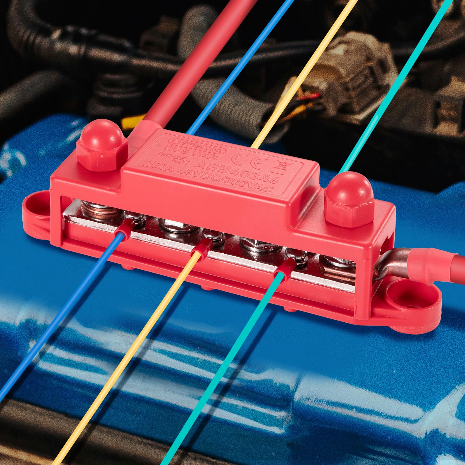 Spurtar 12V Bus Bar 12V Power Distribution Block 4X 5/16'' M8 Stud 6X #8 M4 Screws Bus Bar Terminal Block 12V 24V 48V 250A Battery Bus Bar for Car Truck RV ATV Boat Trailer Red Black Pair 4 x 5/16'' M8 - 6x #8 Screws - Image 8