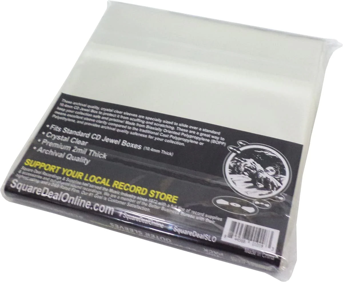 Square Deal Recordings & Supplies - CD Sleeves - RESEALABLE Premium 2mil Thick - Archival Quality, Crystal Clear - Holds 1 Standard 10.4mm CD Jewel Box (100 Sleeves) - Image 2