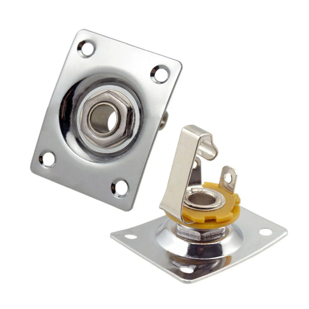 Square Metal 1/4 Output Jack Plate Input Jack Socket for Electric Guitar Bass (Chrome) Chrome - Image 2