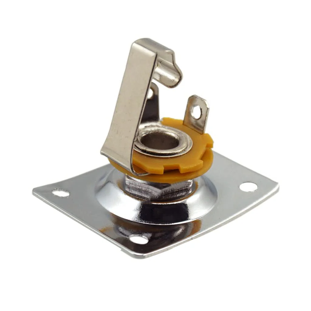 Square Metal 1/4 Output Jack Plate Input Jack Socket for Electric Guitar Bass (Chrome) Chrome - Image 3