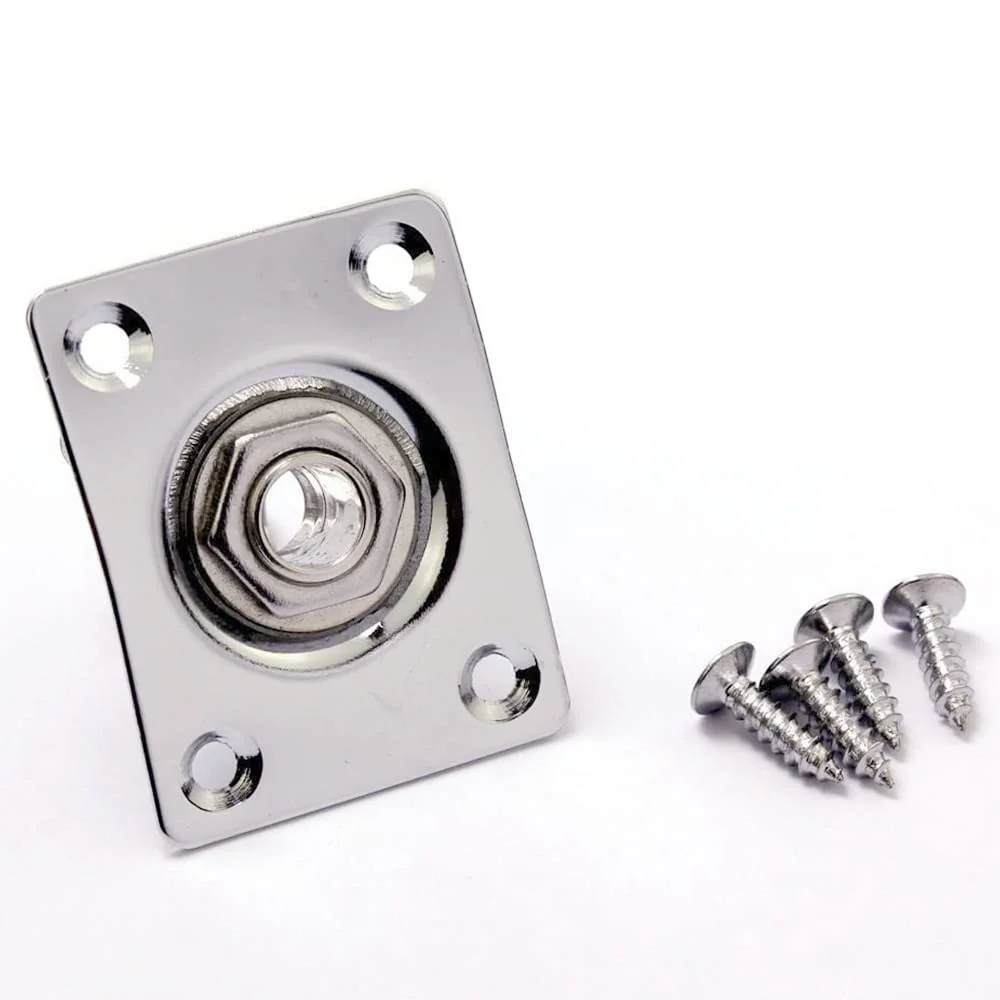 Square Metal 1/4 Output Jack Plate Input Jack Socket for Electric Guitar Bass (Chrome) Chrome - Image 5