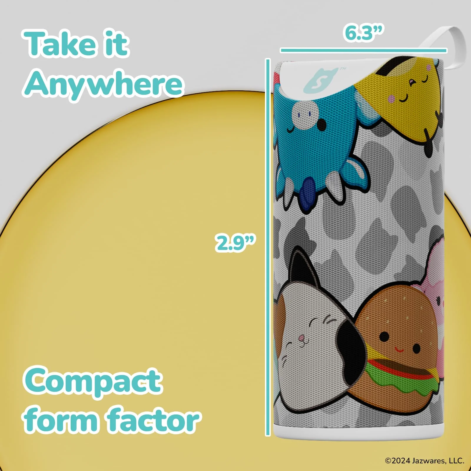 Squishmallows Wireless Bluetooth Speaker - Splashproof Rechargeable Wireless Speaker With 3 Hours Playtime/SD Slot/FM Radio- Squishmallows Gifts for Girls, Boys, Women, Men and All Squish Squad Fans Black/White Multi - Image 5