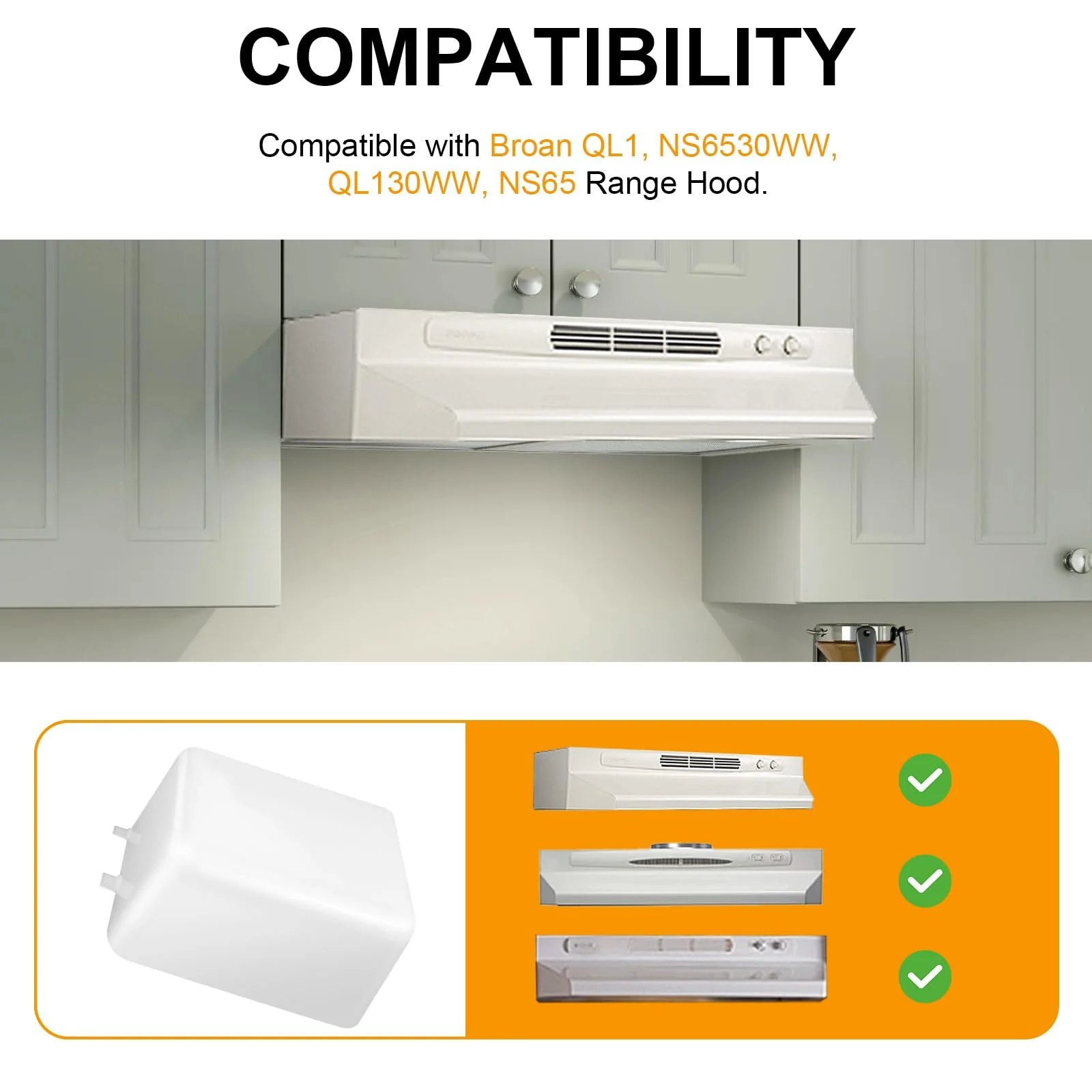 SR401650 Range Hood Light Lens Cover for Broan Range Hood QL1, NS6, NS6530WW, QL130WW, Replace Part R401650, 1472455, AP5613955 Light Cover Lense, 1 Pcs - Image 2