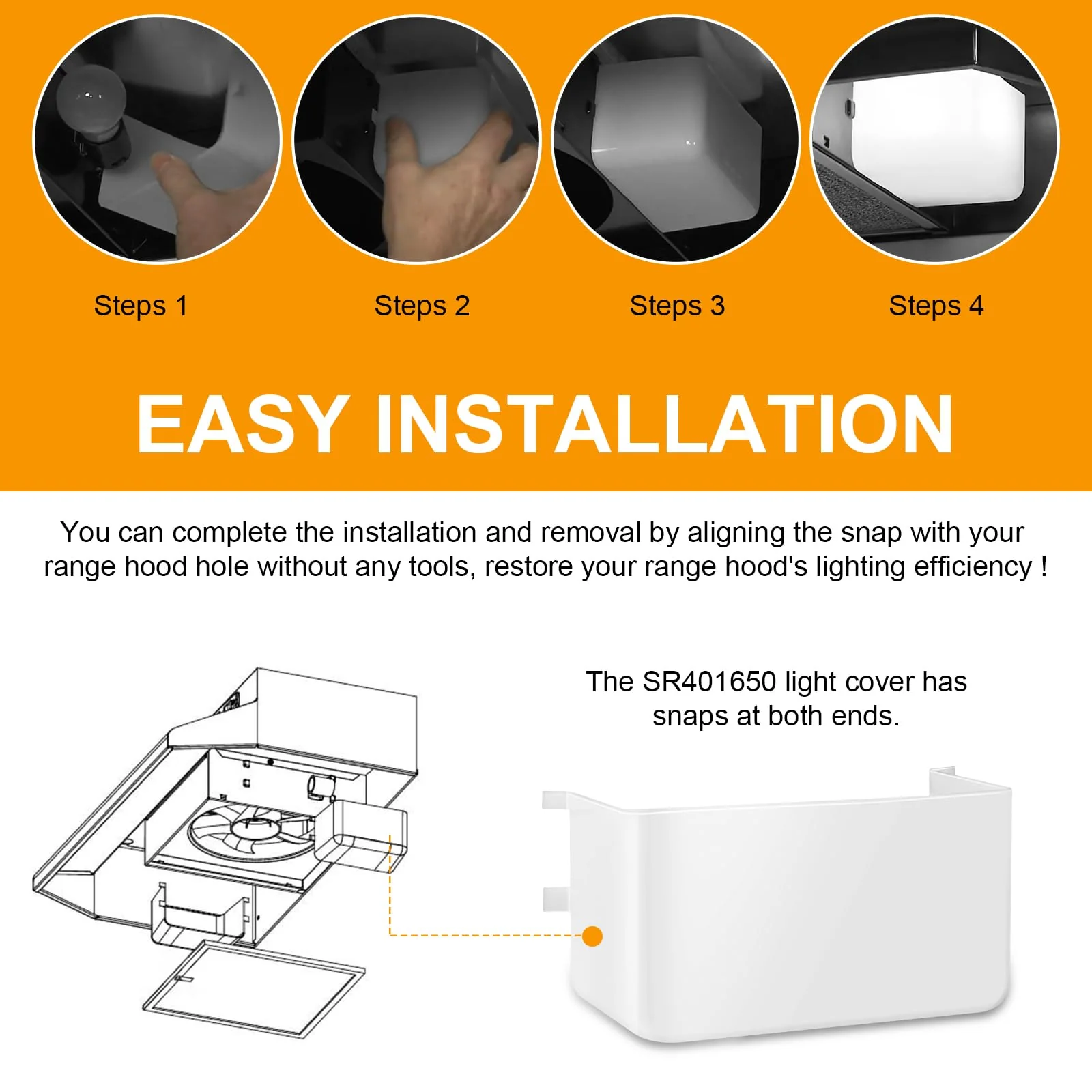 SR401650 Range Hood Light Lens Cover for Broan Range Hood QL1, NS6, NS6530WW, QL130WW, Replace Part R401650, 1472455, AP5613955 Light Cover Lense, 2 Pack - Image 7