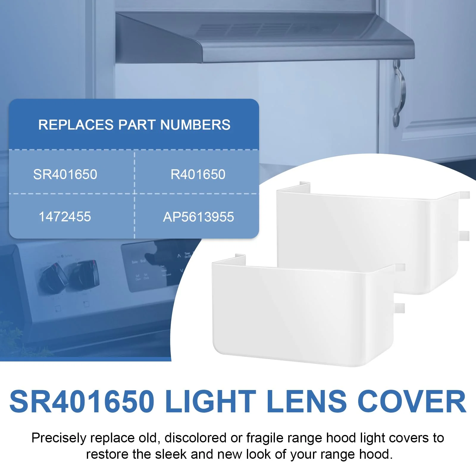 SR401650 Range Hood Light Lens Cover Replacement for Broan Nutone Model NS6530, NS6530WW, QL1, QL100 and QL130WW, Kitchen Range Hood Parts and Accessories, Pack of 2 - Image 3
