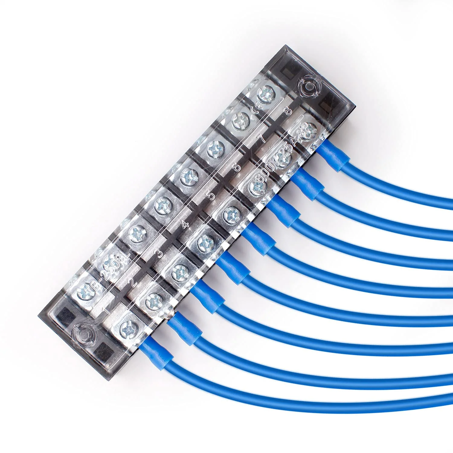 SRJQXH 2 Piece 8 Bit Screw Terminal Strip Set, 600 V 25 A Double Row Screw Terminals, Pre-Insulated Terminal Barrier Strip with Protective Case, for Household Appliances, Electronic Circuit - Image 2