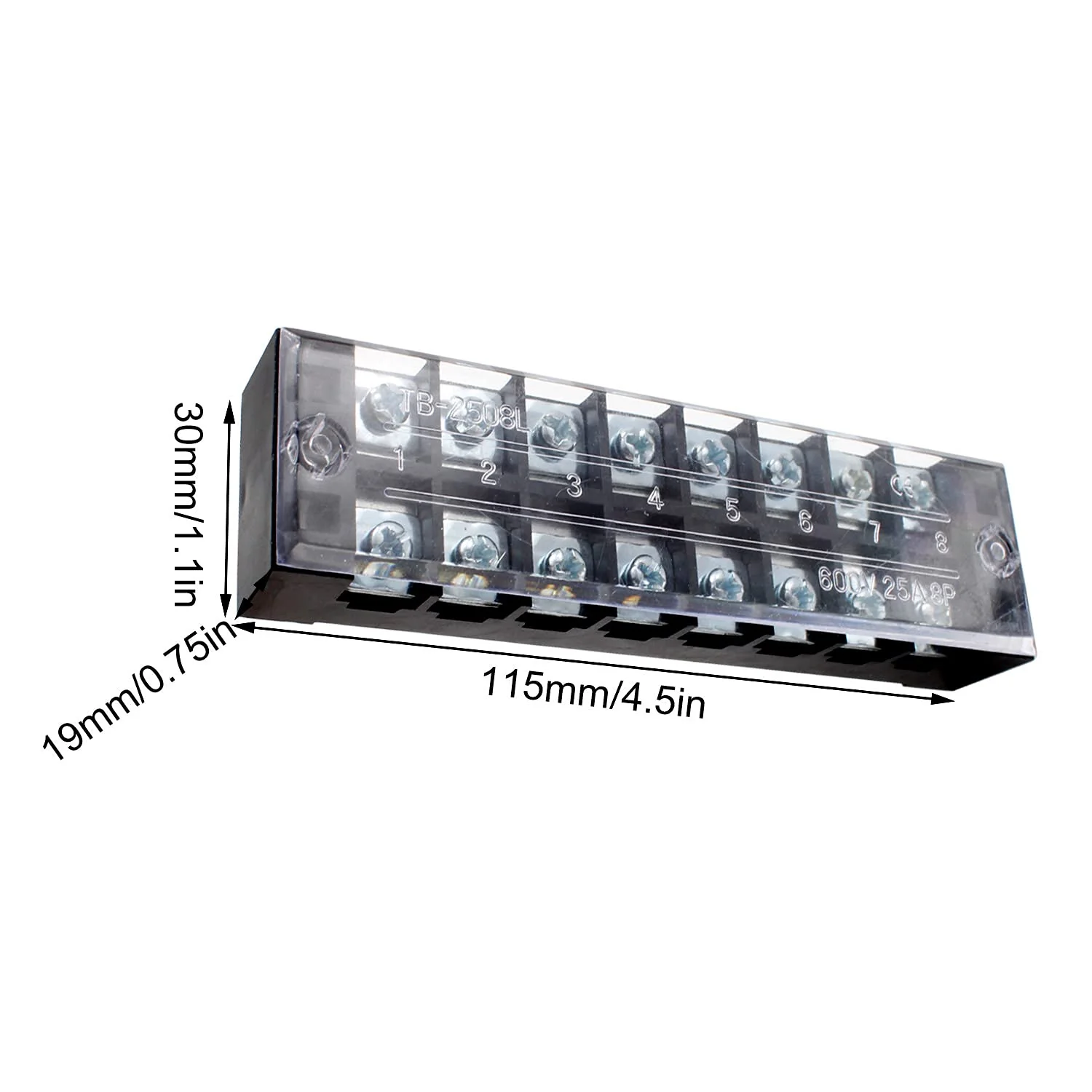 SRJQXH 2 Piece 8 Bit Screw Terminal Strip Set, 600 V 25 A Double Row Screw Terminals, Pre-Insulated Terminal Barrier Strip with Protective Case, for Household Appliances, Electronic Circuit - Image 5