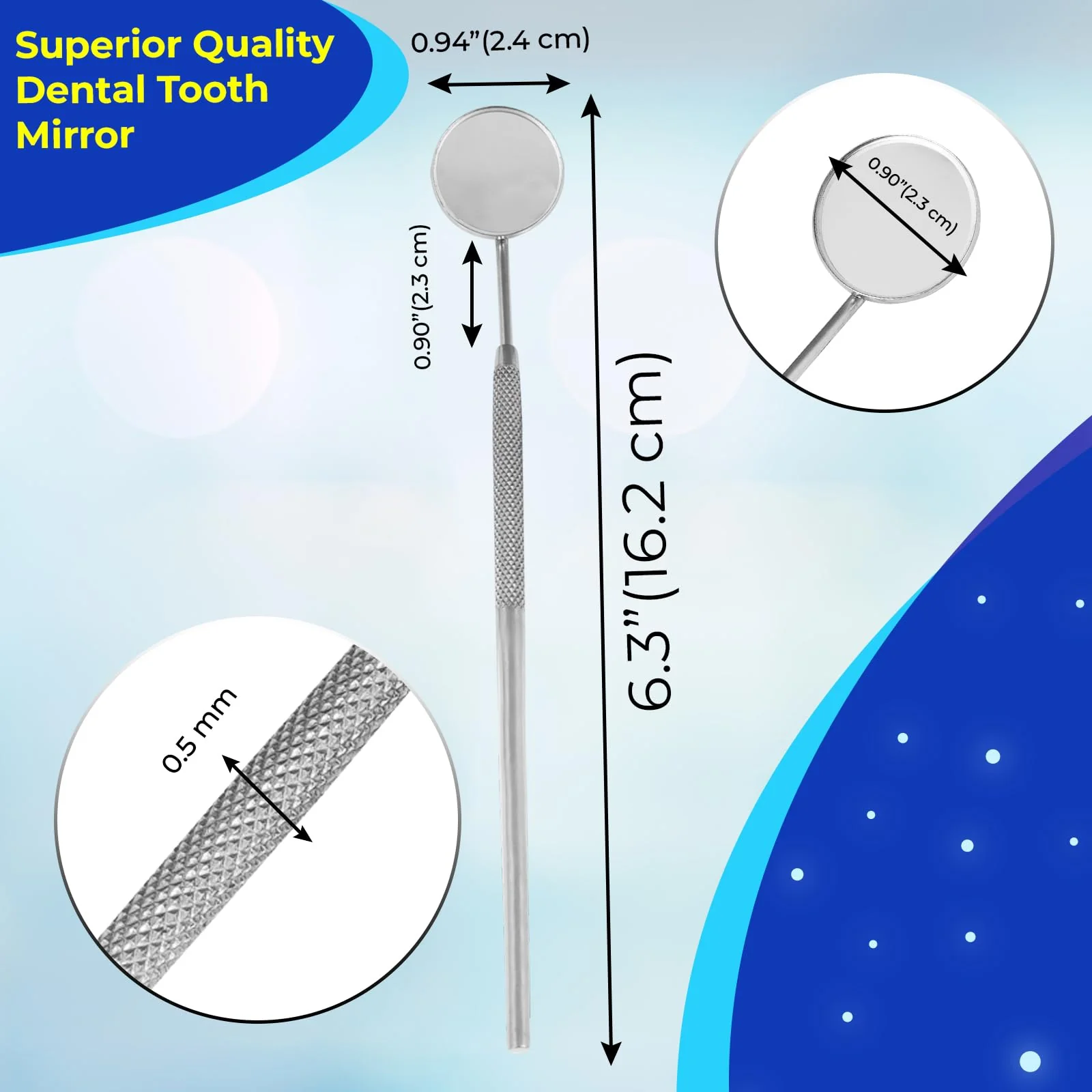 SS INSTRUMENTX Dental Mirror with Handle Dental Stainless Steel Dentist Tools for Teeth Cleaning Inspection Oral Hygiene Mouth Mirror for Daily Use CE - Image 2