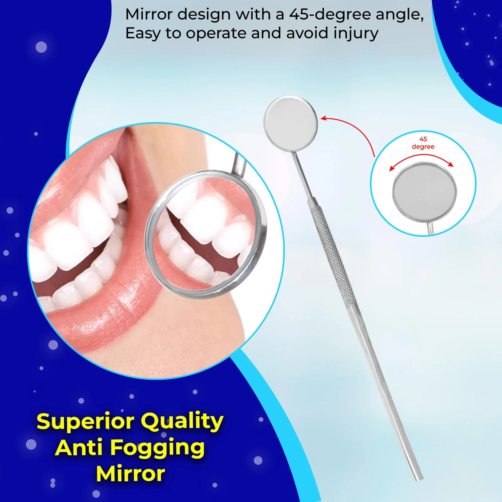 SS INSTRUMENTX Dental Mirror with Handle Dental Stainless Steel Dentist Tools for Teeth Cleaning Inspection Oral Hygiene Mouth Mirror for Daily Use CE - Image 3