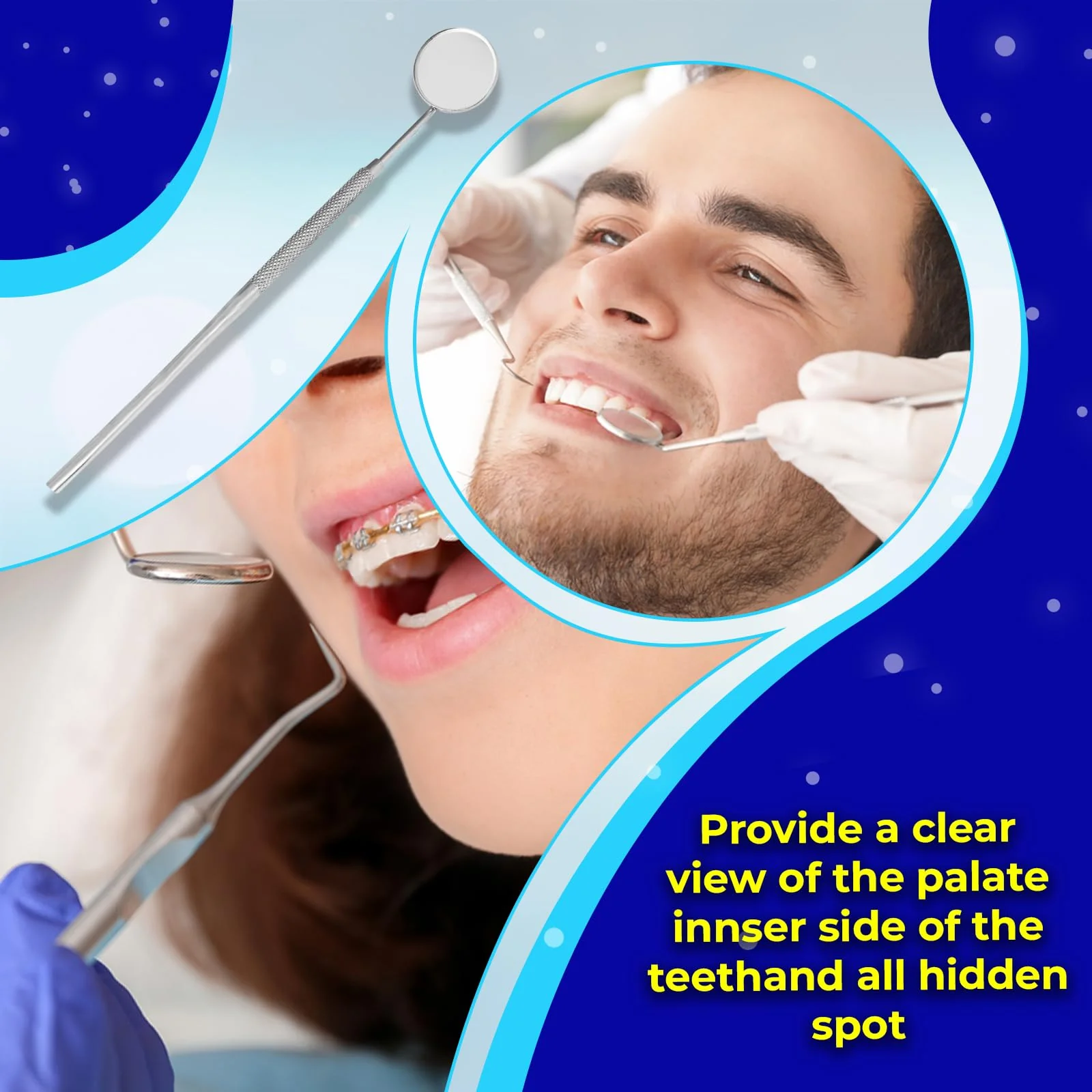 SS INSTRUMENTX Dental Mirror with Handle Dental Stainless Steel Dentist Tools for Teeth Cleaning Inspection Oral Hygiene Mouth Mirror for Daily Use CE - Image 4