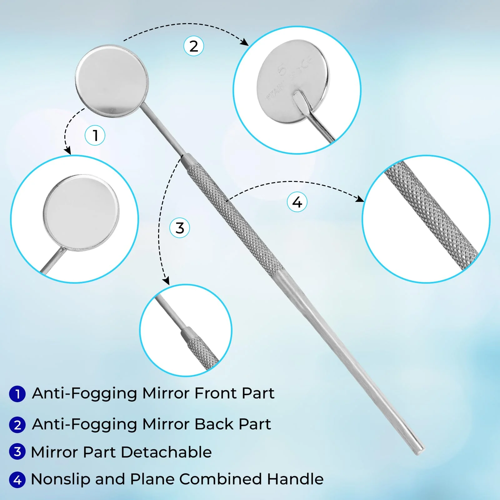 SS INSTRUMENTX Dental Mirror with Handle Dental Stainless Steel Dentist Tools for Teeth Cleaning Inspection Oral Hygiene Mouth Mirror for Daily Use CE - Image 5