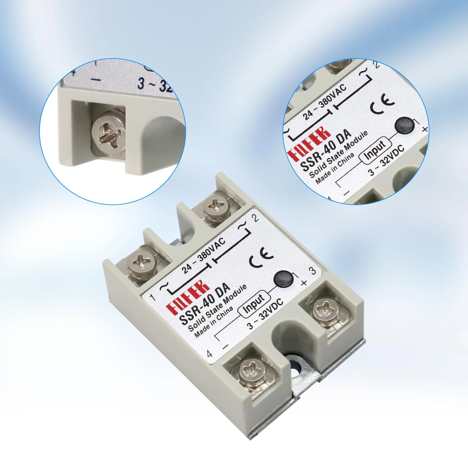 SSR-40DA Solid State Relay AYWHP SSR Relay Solid State Relay SSR 40DA Single-Phase Solid State Relay Input 3-32V DC Output 24-380V AC - Image 2