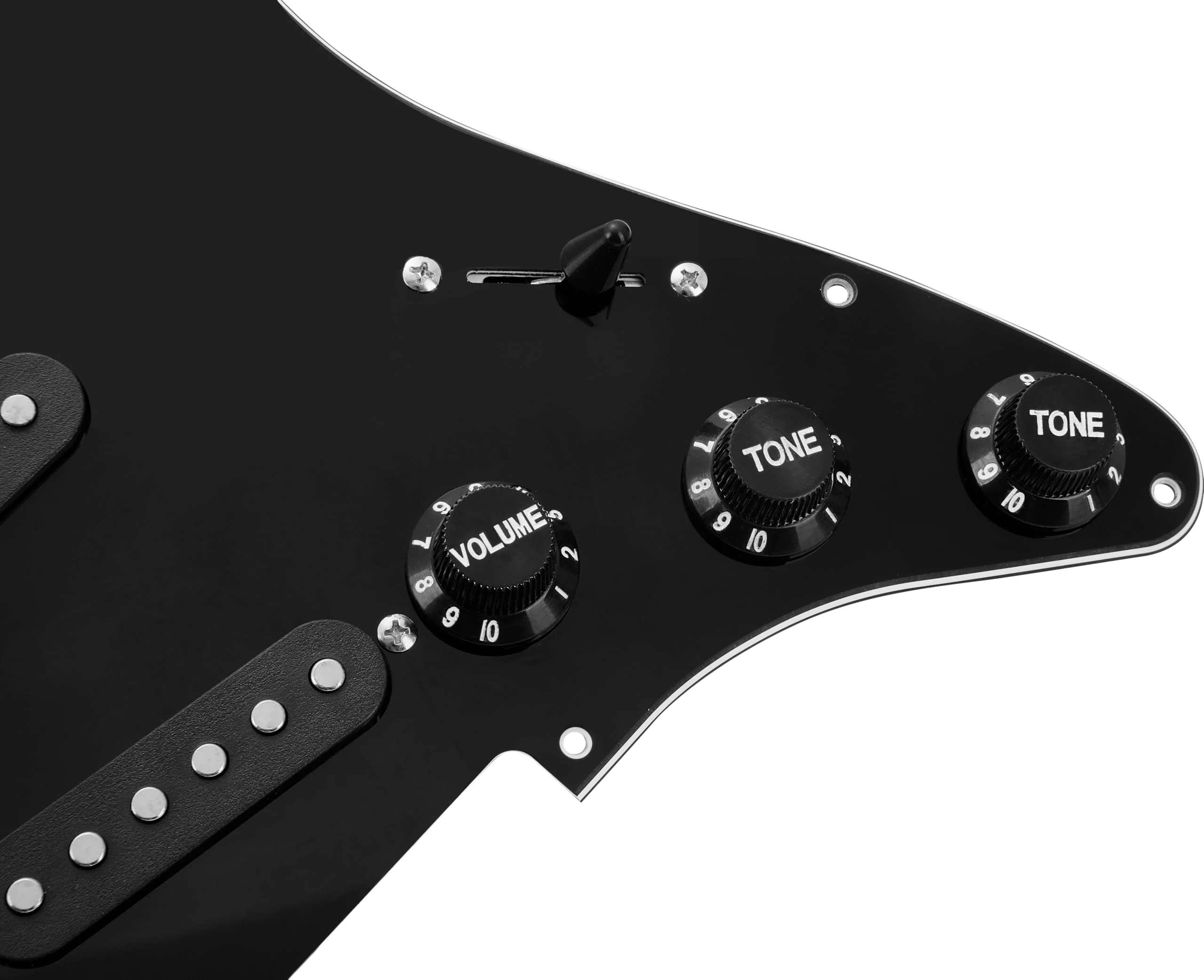 SSS Loaded Pickguard Set - Single Coil Pickups, 3-Ply Black, Easy Drop-In Replacement – Compatible with Fender Stratocaster Guitars, Black Pickguard-SSS-Black - Image 6
