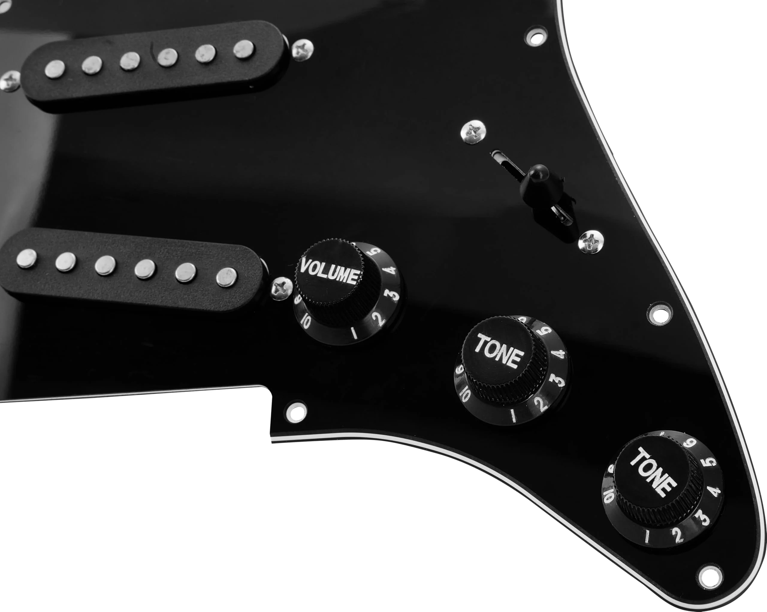SSS Loaded Pickguard Set - Single Coil Pickups, 3-Ply Black, Easy Drop-In Replacement – Compatible with Fender Stratocaster Guitars, Black Pickguard-SSS-Black - Image 7
