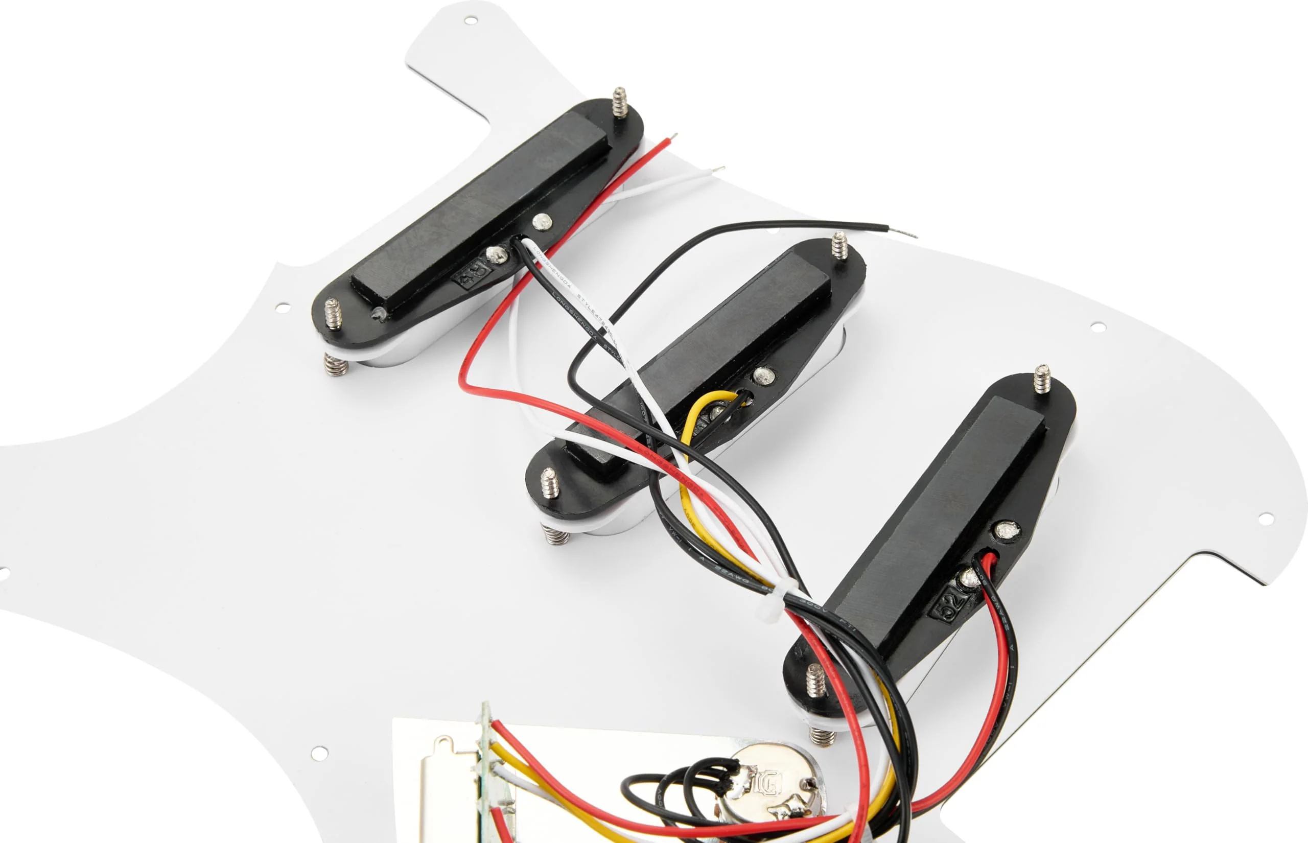SSS Loaded Pickguard Set - Single Coil Pickups, 3-Ply White, Easy Drop-In Replacement – Compatible with Fender Stratocaster Guitars, White Pickguard-SSS-White - Image 3