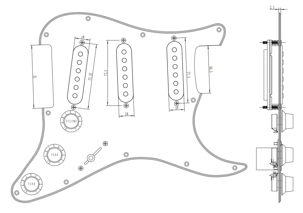 SSS Loaded Pickguard Set - Single Coil Pickups, 3-Ply White, Easy Drop-In Replacement – Compatible with Fender Stratocaster Guitars, White Pickguard-SSS-White - Image 7