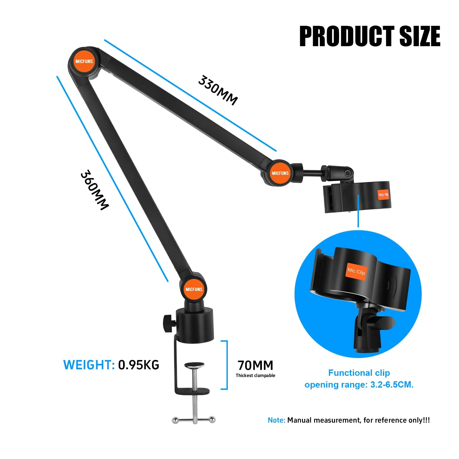 ST4 Microphone stand arm holder boom desk arm mic holder, with microphone upgraded clip, Suitable for 3kg microphone - Image 5