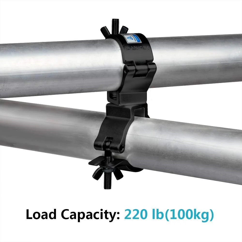 Stage Lights Truss Swivel Coupler Clamp Fit Pipe 1.88-2inch (48-51mm) ， Heavy Duty Aluminum Alloy Truss DJ Stage Light O Clamps for 220lb (2pcs:black) 2pcs:black - Image 4