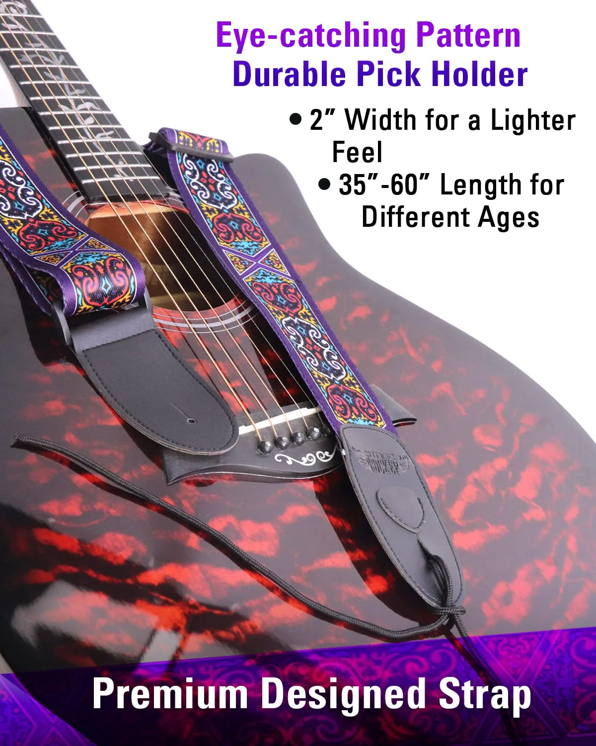 Stage Rocker Guitar Accessories Gift Box for Acoustic and Electric Guitars, 5-in-1 Essential Gift Purple - Image 4