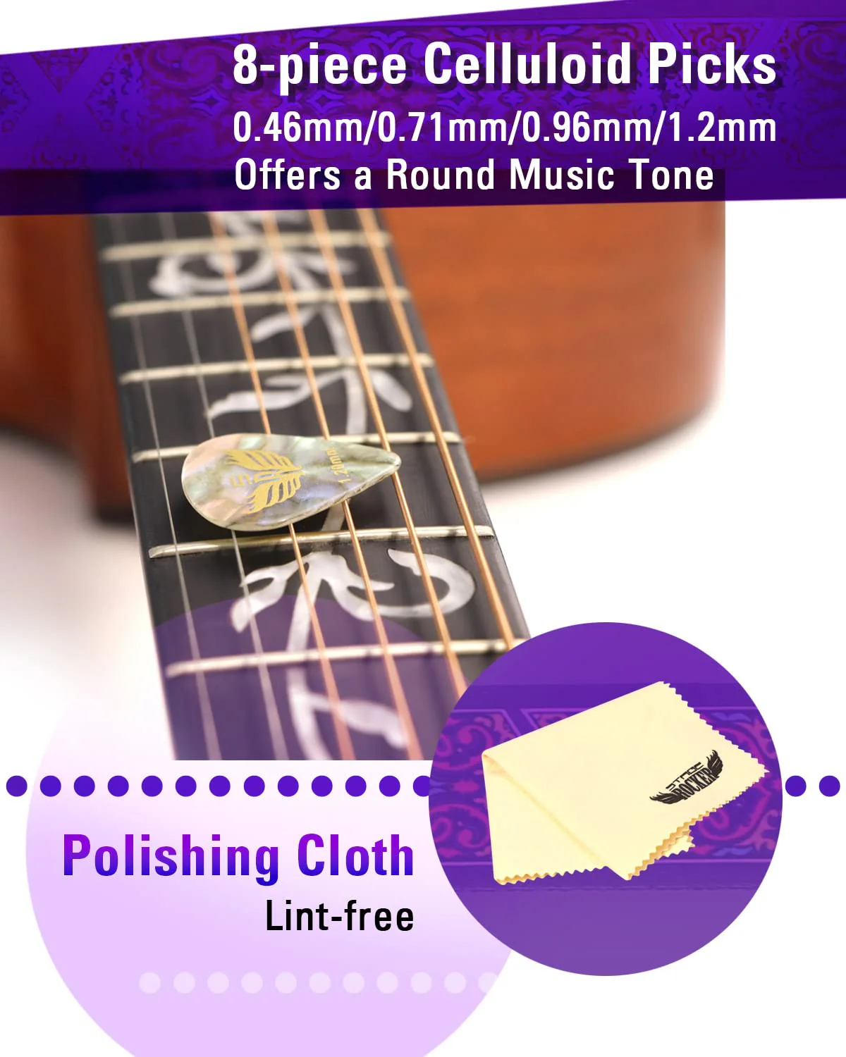 Stage Rocker Guitar Accessories Gift Box for Acoustic and Electric Guitars, 5-in-1 Essential Gift Purple - Image 5