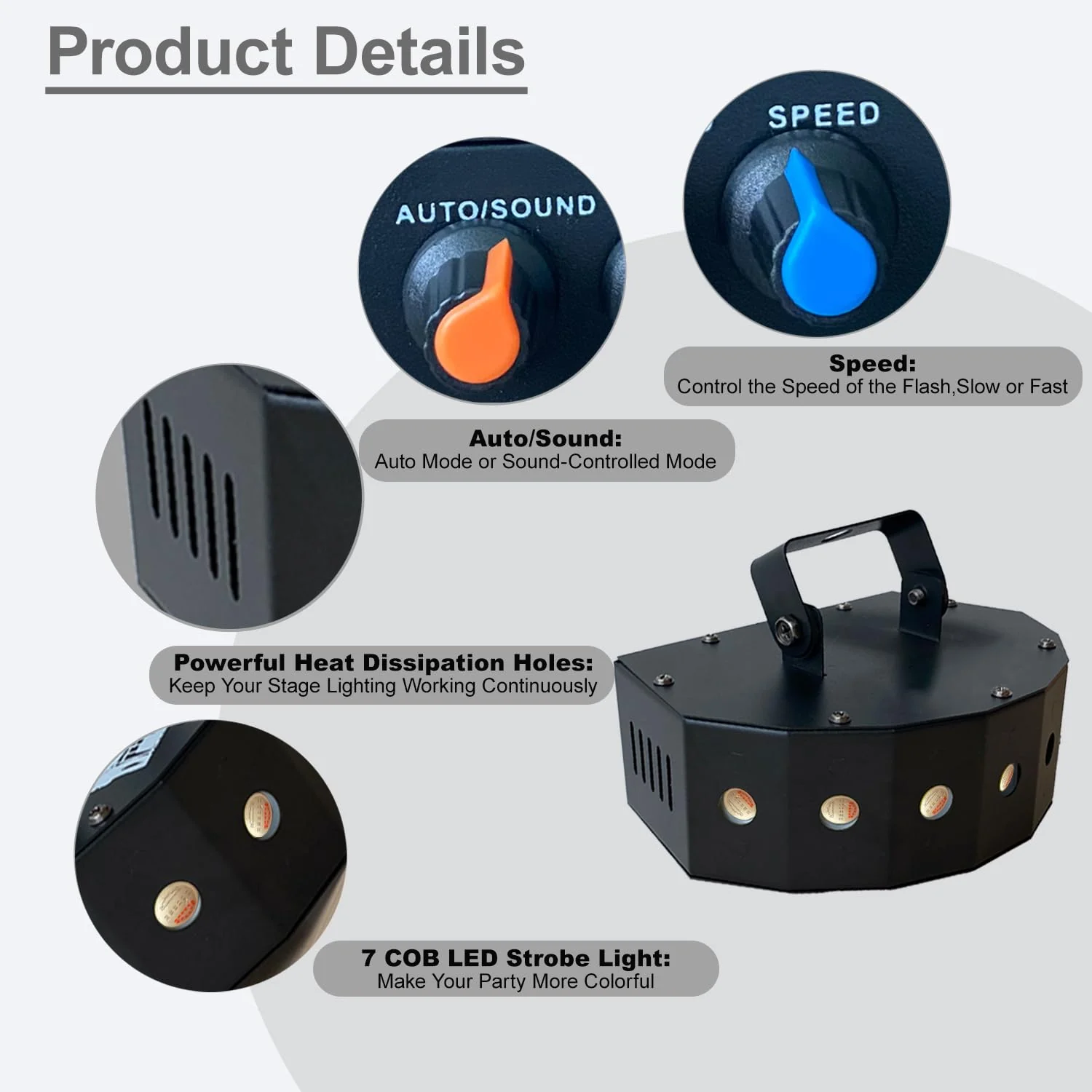 Stage Strobe Light,105W LED Stage Lights,Sound Activated and Auto Mode, Stage Lighting for Bars Birthday Wedding Halloween with Remote Control (RGB Light) RGB Light - Image 4