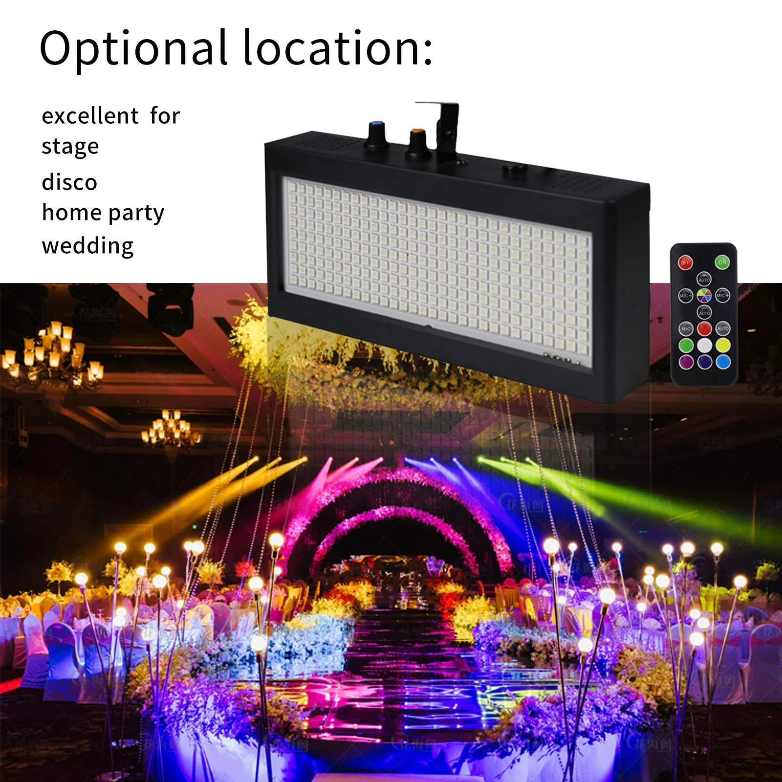Stage Strobe Light, Super Bright Flash Stage Lighting, Sound Activated and Speed Control RGB Strobe Light, Flash Party Lighting for Wedding, Xmas, Birthday, Club, DJ (270 LED) 270 LED - Image 5