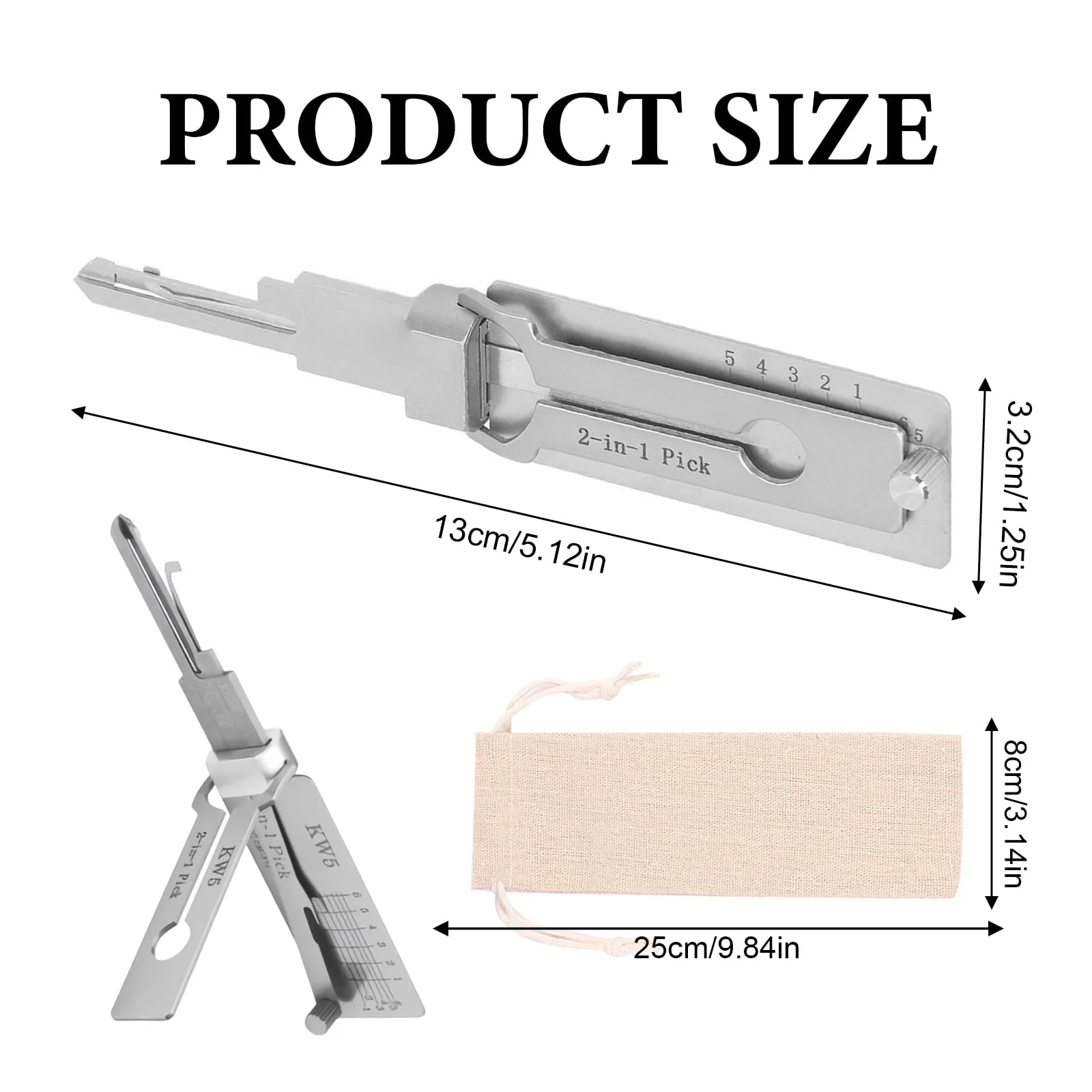 Stainless Steel Key Decoder, Decoder Key, Key Decoder Made of Stainless Steel, Key Decoder with 1 Storage Bag, for Door Lock, Bedroom Lock, Key Decoder KW5 - Image 7