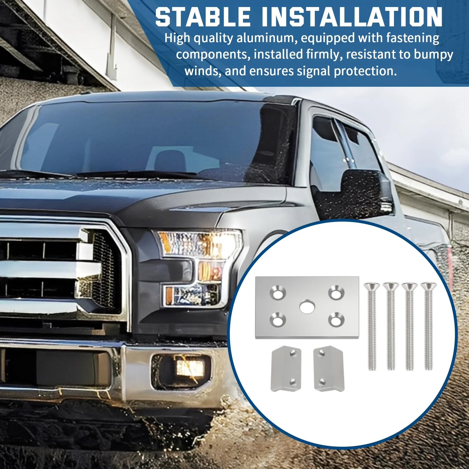 Stake Pocket Antenna Mount Bracket for CB HAM Radio - Fits for Ford F-Series Chevy Silverado Ram 1500/2500/3500 Toyota Tundra & Breedlove Mounts - Image 4