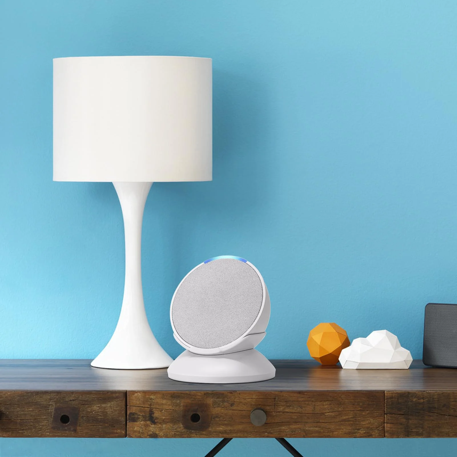 Stand for Echo Pop - Desktop Holder Mount for Echo Pop,Built-in Cable Management,Glacier White - Image 3