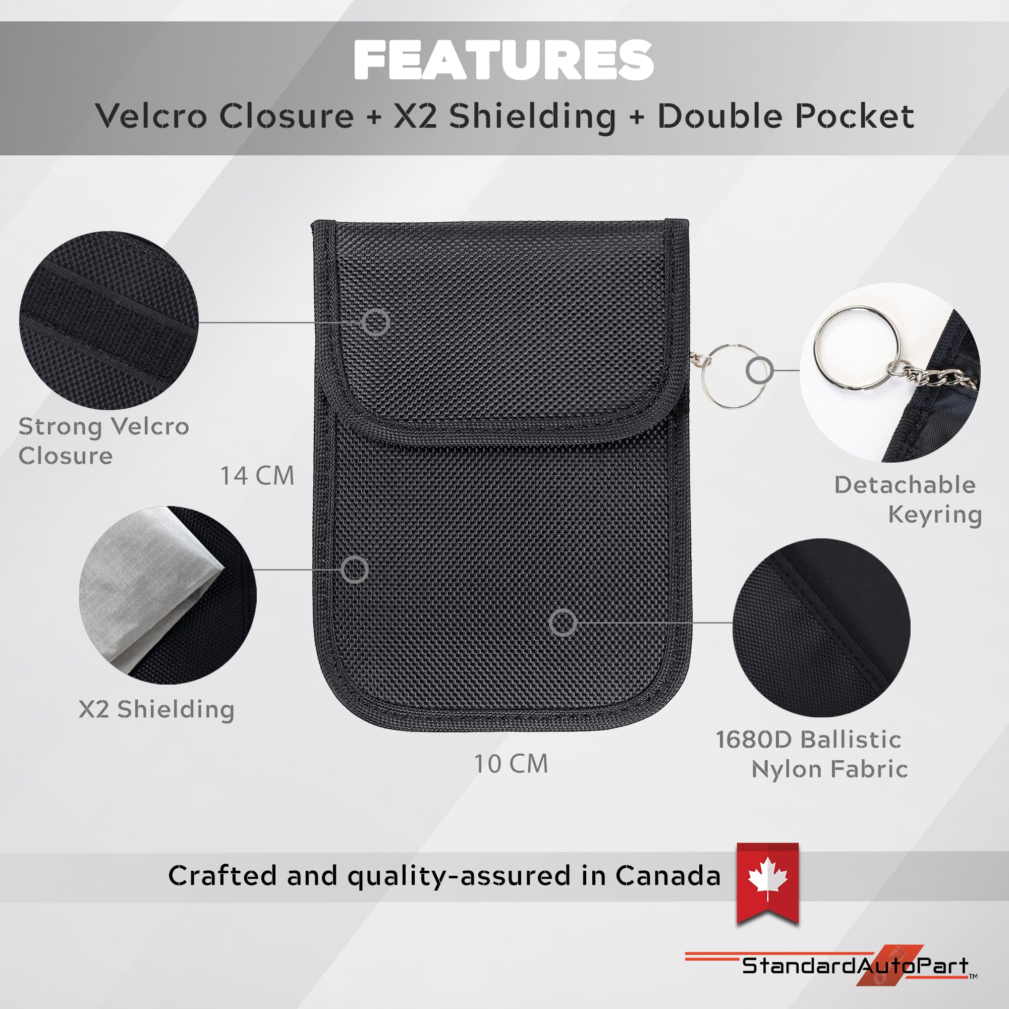 StandardAutoPart Signal Blocking Faraday Key Fob Case - Car Anti Theft Device Shields Against All Signal Types, Including RFID Blocking & Durable Faraday Bag (1) 1 Black - Image 2