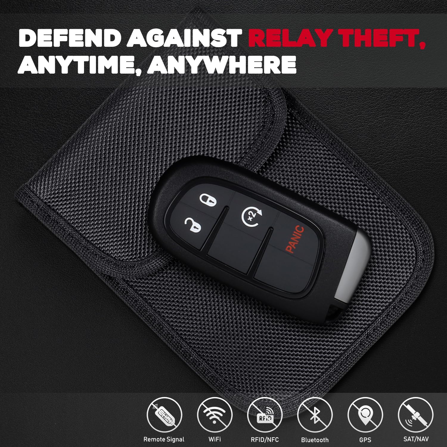 StandardAutoPart Signal Blocking Faraday Key Fob Case - Car Anti Theft Device Shields Against All Signal Types, Including RFID Blocking & Durable Faraday Bag (1) 1 Black - Image 3