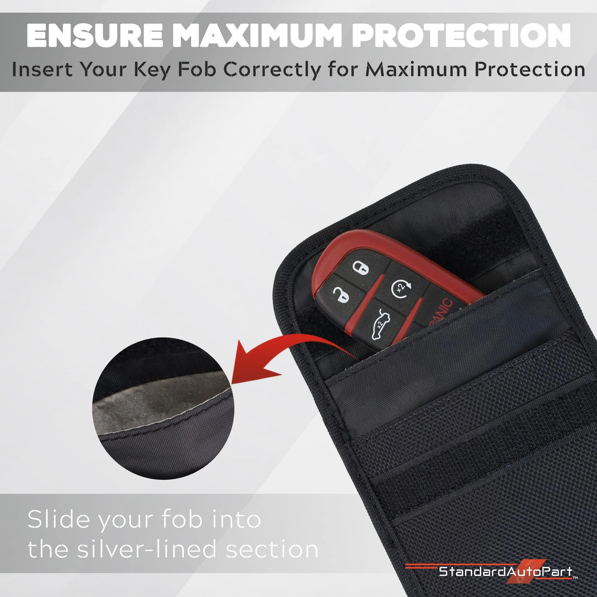 StandardAutoPart Signal Blocking Faraday Key Fob Case - Car Anti Theft Device Shields Against All Signal Types, Including RFID Blocking & Durable Faraday Bag (1) 1 Black - Image 4
