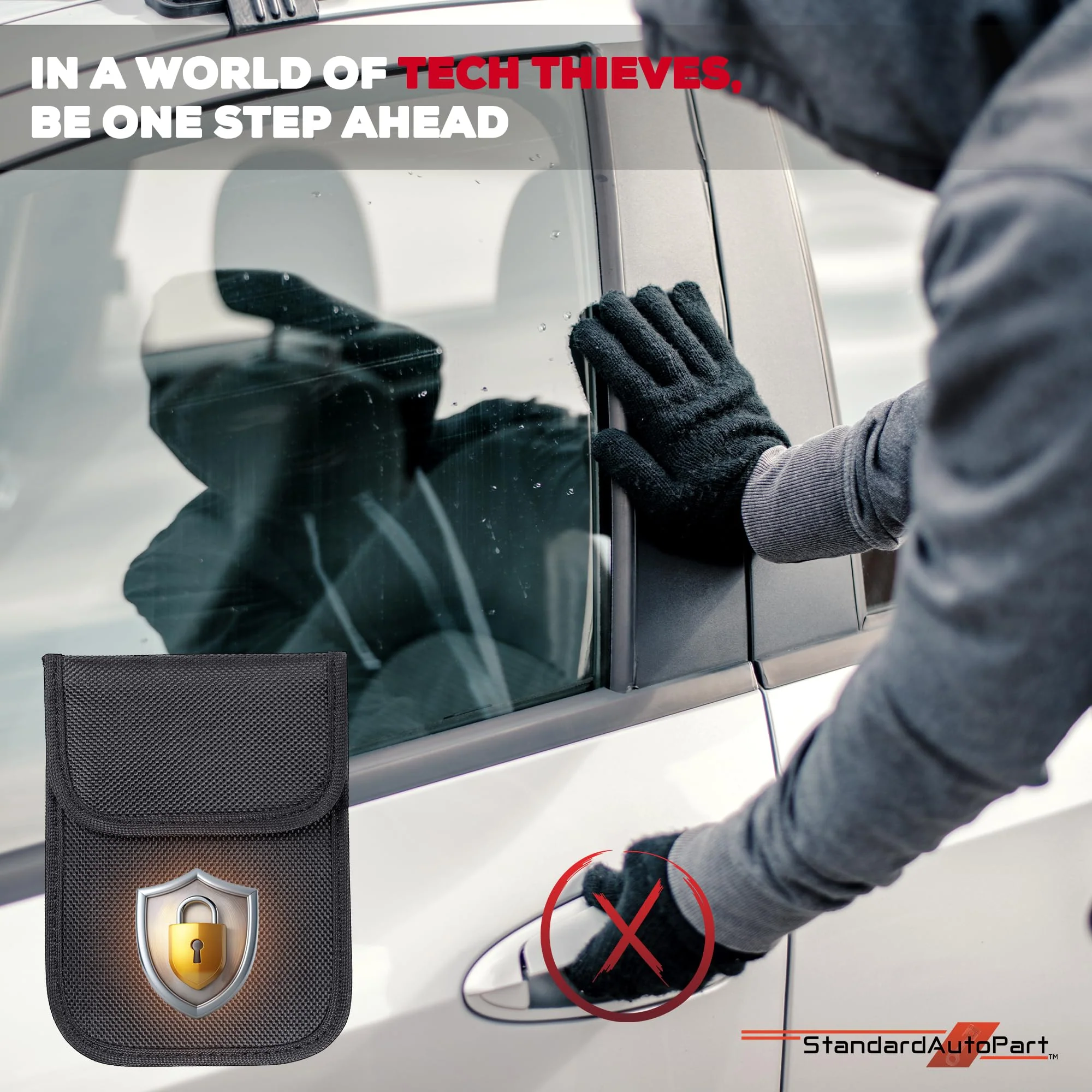 StandardAutoPart Signal Blocking Faraday Key Fob Case - Car Anti Theft Device Shields Against All Signal Types, Including RFID Blocking & Durable Faraday Bag (1) 1 Black - Image 5