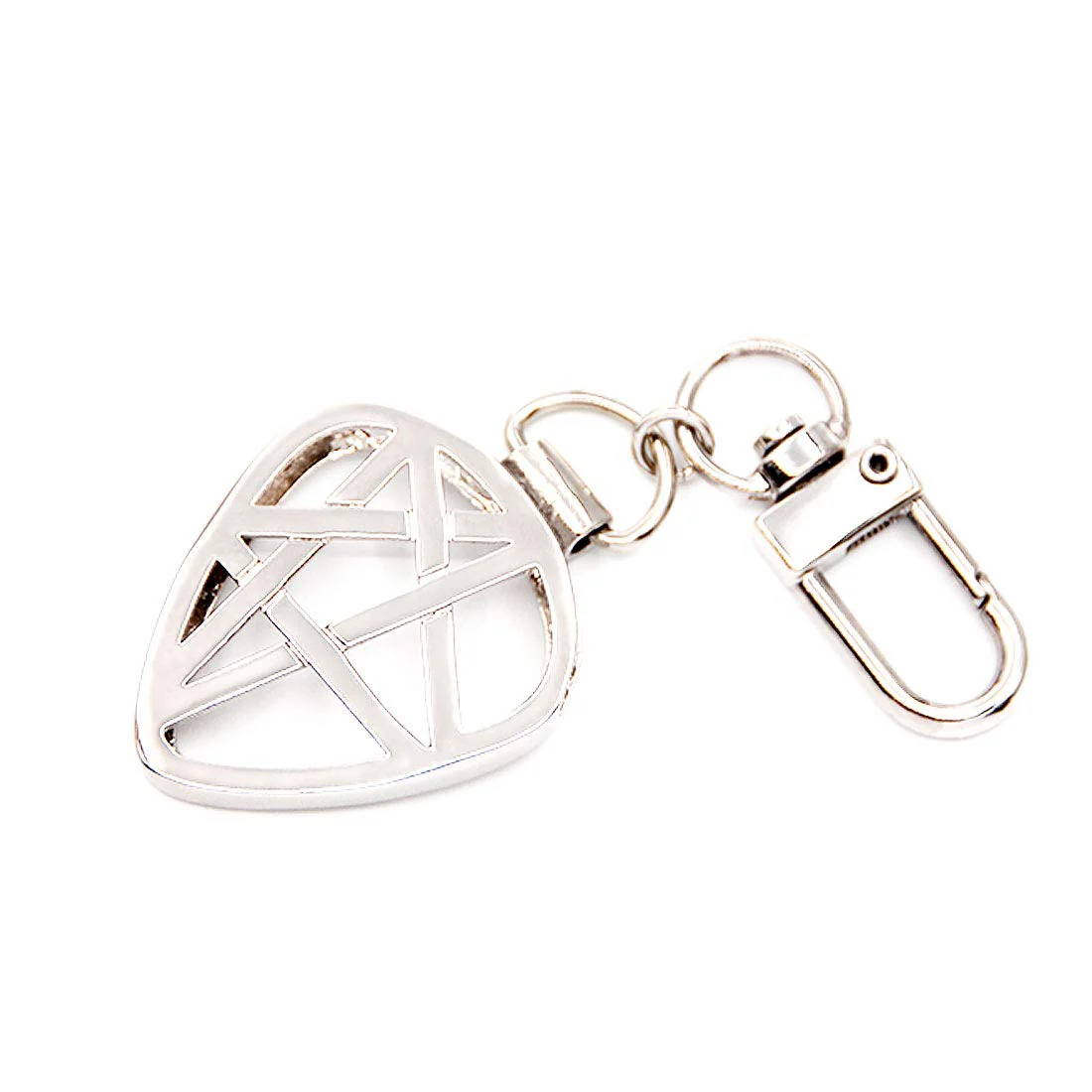 Star Shaped Guitar Pick Holder Keychain for Guitarists (Silver) Silver - Image 2