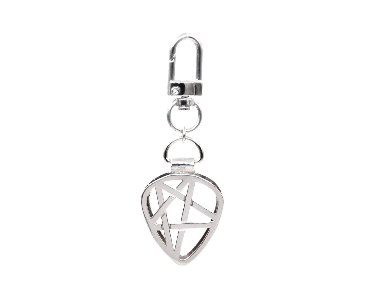 Star Shaped Guitar Pick Holder Keychain for Guitarists (Silver) Silver - Image 3
