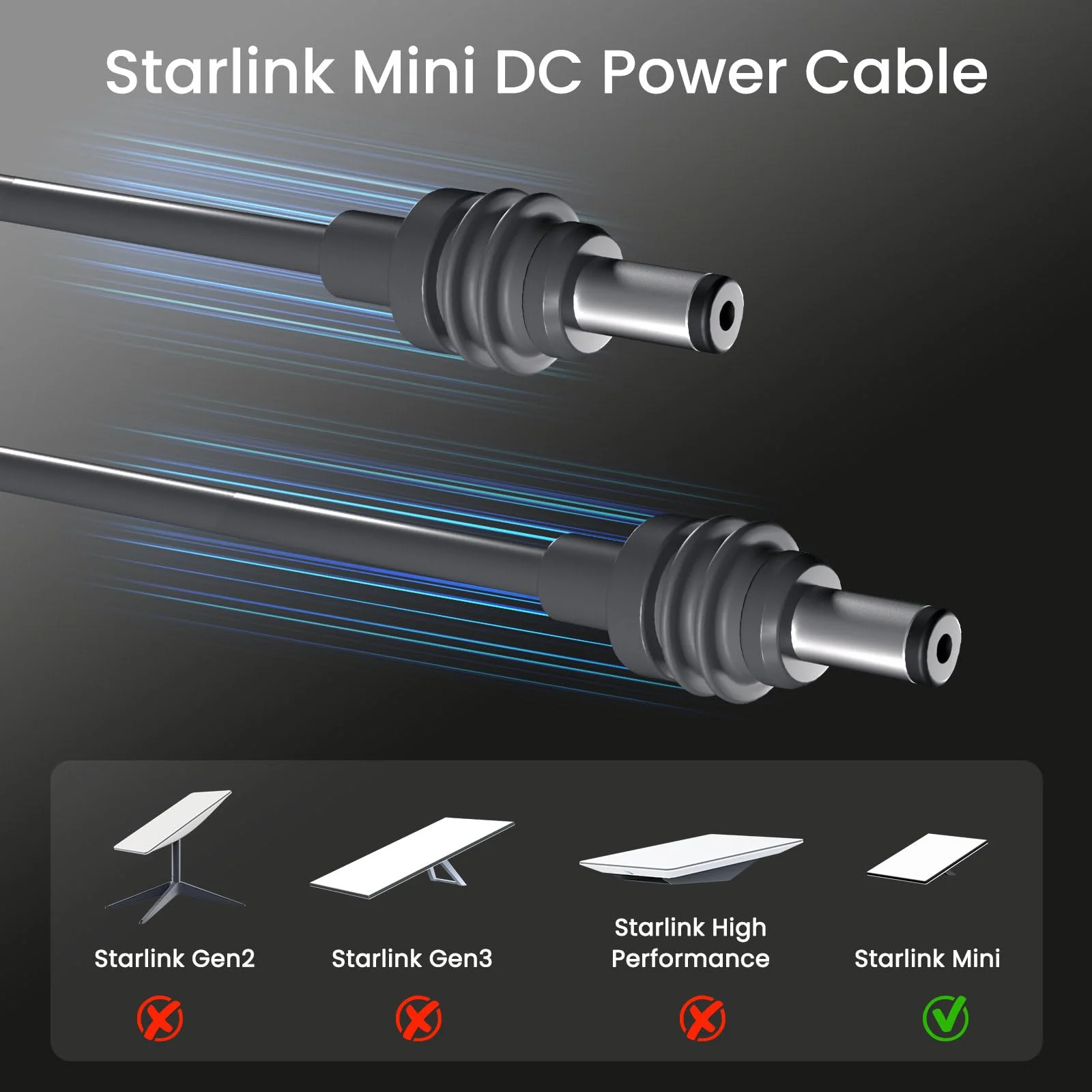 Starlink Cable 32.8FT, Starlink Mini Replacement Cable for Starlink Mini DC Power Cable Waterproof (10M/32.8FT) Gray 32.8FT/10M - Image 2