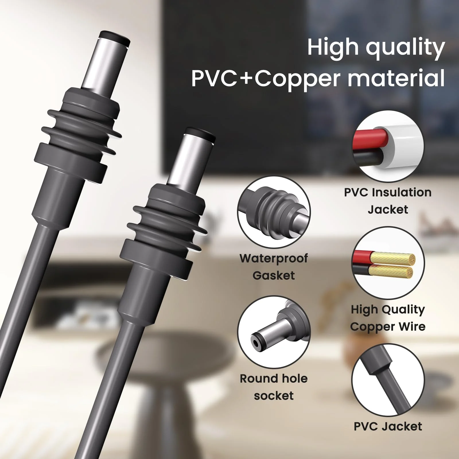 Starlink Cable 32.8FT, Starlink Mini Replacement Cable for Starlink Mini DC Power Cable Waterproof (10M/32.8FT) Gray 32.8FT/10M - Image 3
