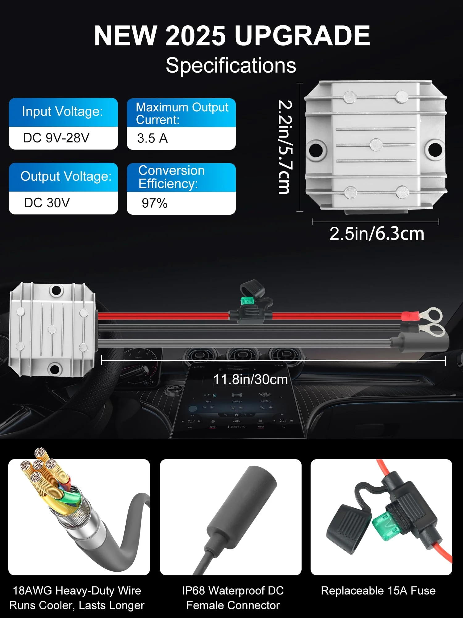 Starlink Mini 12V Adapter [Supports up to 150FT Cable] 12V/24V to 30V 3.5A DC Boost Converter for Starlink Mini, Starlink Mini Power Cable with Female Plug 9-28V Input for Off-Road,RV, Marine,Outdoor QJ-SMSYQ-F - Image 4